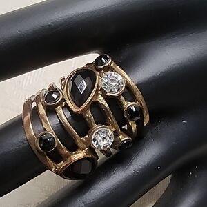 Vintage Gold and Black Gemstone Ring Size 7